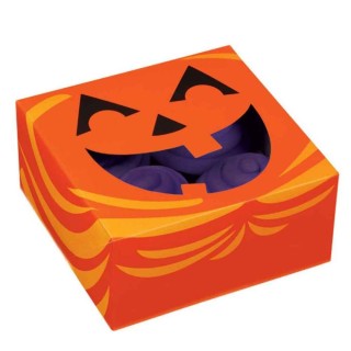 SCATOLA PER 4 CUPCAKES-MUFFIN tema Zucca  Halloween 3 PZ  15,8 cm x 15,8 cm x H 7,6  WILTON