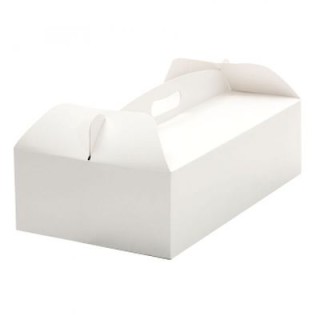 Scatola rettangolare   porta torta o dolcetti  con manico - in cartone  bianco - 36 cm x 21 cm h 12 - 1 pz - DECORA