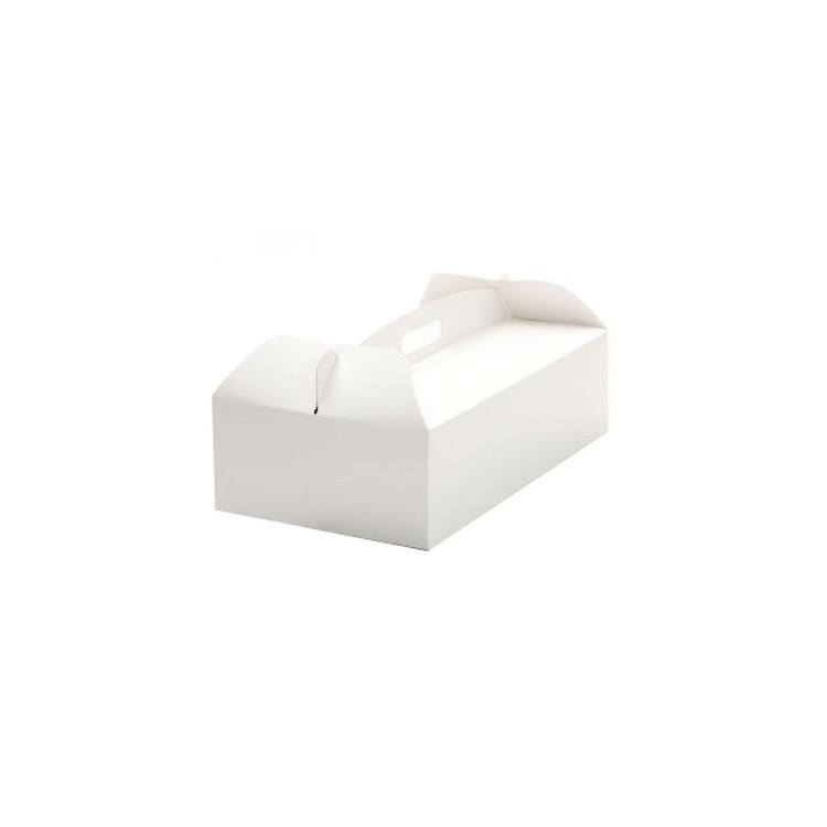Scatola rettangolare   porta torta o dolcetti  con manico - in cartone  bianco - 36 cm x 21 cm h 12 - 1 pz - DECORA