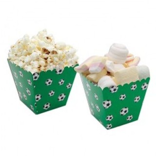 Scatole calcio Box per pop corn , dolcetti o salatini  - 6 pezzi - cartoncino rigido - verde con palloni da calcio stampati  - 