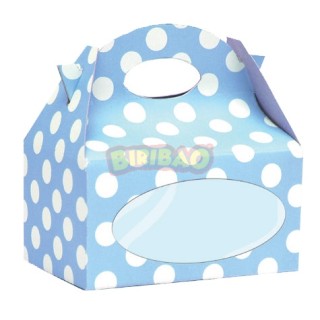 Scatole Candy  Box con finestrella trasparente  per confezionare dolcetti o regali  - 12 pezzi - cartoncino rigido - celeste a 