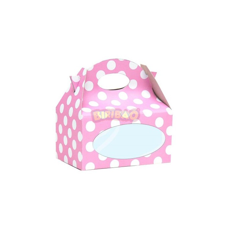Scatole Candy  Box con finestrella trasparente  per confezionare dolcetti o regali  - 12 pezzi - cartoncino rigido - rosa a poi