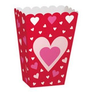 SCATOLE CONTENITORE DOLCI E SALATINI LOVE - Confez. 6 pezzi - Colore ROSSO , BIANCO,ROSA e FUCSIA  A stampa cuori  - Cartoncino Rigido - L 7 cm x L 4 cm x H 13 cm - Unique