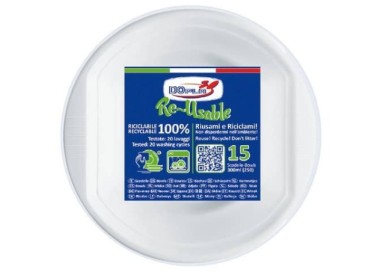 Scodella colore bianco  in plastica conf. da 15 pz  dimensione 300 ml  re-usable