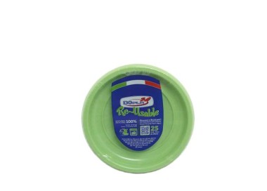 25 PIATTINI DI PLASTICA RIUTILIZZABILI E LAVABILI VERDE ACIDO Ø17 CM DOPLA