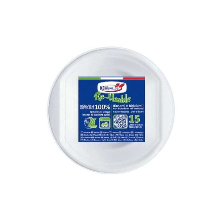 Scodella colore trasparente   in plastica conf. da 15 pz  dimensione 300 ml  re-usable