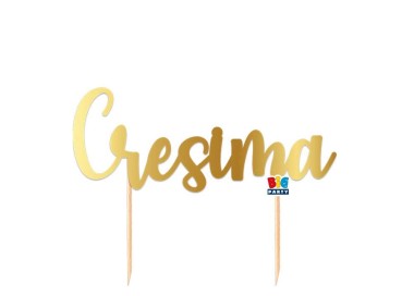 Scritta CRESIMA   cake topper colore ORO SPECCHIANTE  per torte in Cartoncino per la Cresima  L 20 Cm H 14 Cm 1 pz