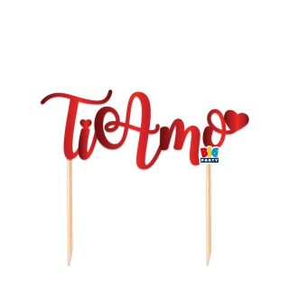 Scritta TI AMO  cake topper colore rosse  per torte in plastica Cartoncino L 20 Cm H 18 Cm 1 pz