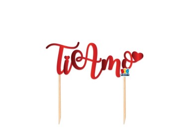 Scritta TI AMO  cake topper colore rosse  per torte in plastica Cartoncino L 20 Cm H 18 Cm 1 pz