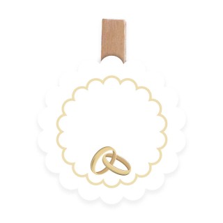 Segnaposto Matrimonio o Anniversario in cartoncino diametro  4 cm  , stampato  con molletta -  6 pezzi