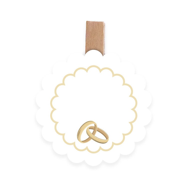 Segnaposto Matrimonio o Anniversario in cartoncino diametro  4 cm  , stampato  con molletta -  6 pezzi