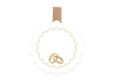 Segnaposto Matrimonio o Anniversario in cartoncino diametro  4 cm  , stampato  con molletta -  6 pezzi