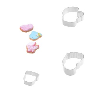 Set  3 Tagliapasta nascita per biscotti Body carrozina piedino   Modecor
