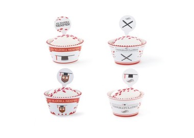 SET 12 COPRI-PIROTTINI PER CUPCAKES-MUFFIN + 12 PICKS TEMA LAUREA DECORA