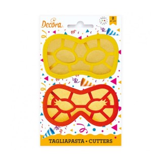 SET 2 TAGLIAPASTA MASCHERA IN PLASTICA CARNEVALE 10 cm x 5 cm x 2,2 cm H  - DECORA