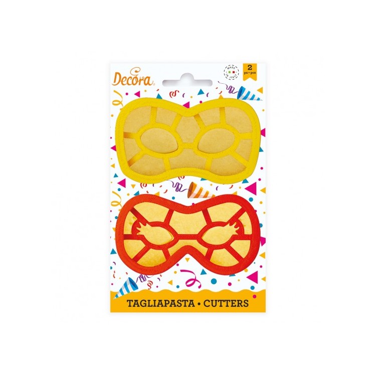 SET 2 TAGLIAPASTA MASCHERA IN PLASTICA CARNEVALE 10 cm x 5 cm x 2,2 cm H  - DECORA