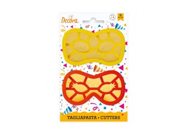 SET 2 TAGLIAPASTA MASCHERA IN PLASTICA CARNEVALE 10 cm x 5 cm x 2,2 cm H  - DECORA