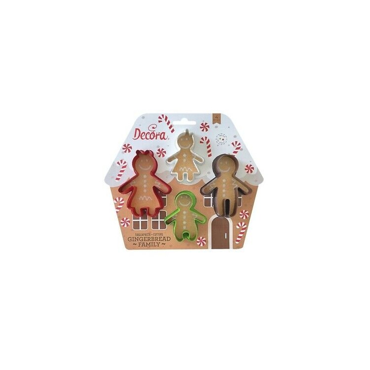 SET 4 TAGLIAPASTA FAMIGLIA FELICE NATALE  IN PLASTICA 4  pz DECORA