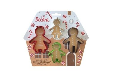 SET 4 TAGLIAPASTA FAMIGLIA FELICE NATALE  IN PLASTICA 4  pz DECORA