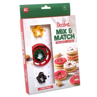 SET Natale   4 Tagliapasta biscotti farciti .TAGLIAPASTA    IN PLASTICA (omino albero stella  ) figura interna 3 x h  2,2  cm  