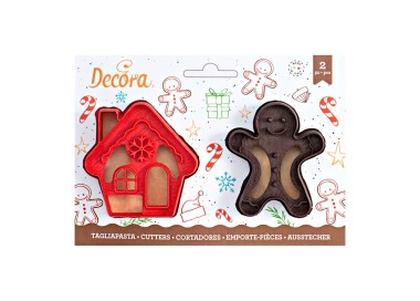 SET Natale  2  TAGLIAPASTA  IMPRESSIONE  IN PLASTICA (Gingerbread -Casetta Neve) Casetta 8 x 8 x h 2 Cm - Gingerbread 8 x 6,5 x
