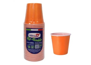 30 BICCHIERI LAVABILI E RIUTILIZZABILI IN PLASTICA  230CC Arancione  DOPLA