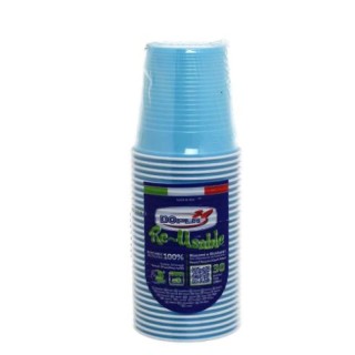 30 BICCHIERI LAVABILI E RIUTILIZZABILI IN PLASTICA  230CC Azzurri  DOPLA