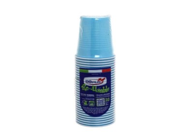 30 BICCHIERI LAVABILI E RIUTILIZZABILI IN PLASTICA  230CC Azzurri  DOPLA