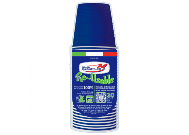 30 BICCHIERI LAVABILI E RIUTILIZZABILI IN PLASTICA  230CC BLU DOPLA