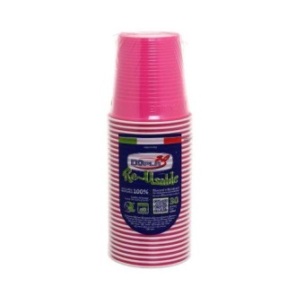 30 BICCHIERI LAVABILI E RIUTILIZZABILI IN PLASTICA  230CC FUCSIA DOPLA