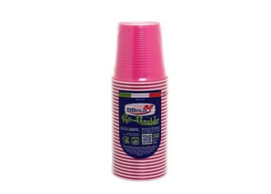 30 BICCHIERI LAVABILI E RIUTILIZZABILI IN PLASTICA  230CC FUCSIA DOPLA