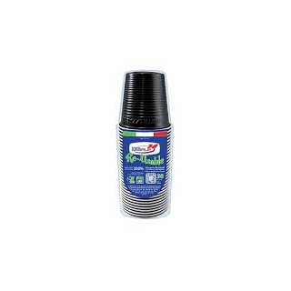 30 BICCHIERI LAVABILI E RIUTILIZZABILI IN PLASTICA  230CC NERO DOPLA