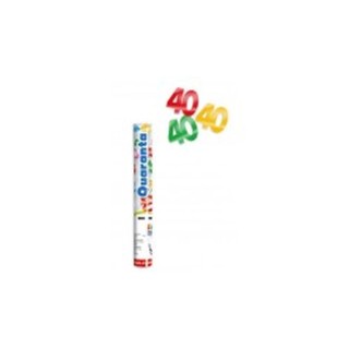 Sparacoriandoli "40 ANNI"  ad  Aria compressa  29 cm con mix confetti metal a forma di 40 tutti colorati  BIG PARTY