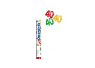 Sparacoriandoli "40 ANNI"  ad  Aria compressa  29 cm con mix confetti metal a forma di 40 tutti colorati  BIG PARTY