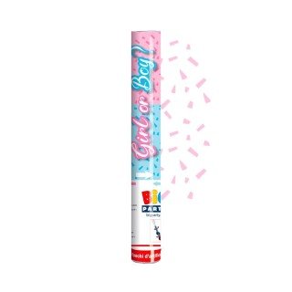 Sparacoriandoli "GIRL  OR  BOY ? "  bimba o bimbo ? ad  Aria compressa  29 cm con mix confetti di colore ROSA PER ANNUNCIARE IL SESSO DI UNA BIMBA    BIG PARTY