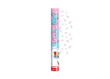 Sparacoriandoli "GIRL  OR  BOY ? "  bimba o bimbo ? ad  Aria compressa  29 cm con mix confetti di colore ROSA PER ANNUNCIARE IL SESSO DI UNA BIMBA    BIG PARTY