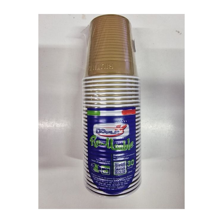 30 BICCHIERI LAVABILI E RIUTILIZZABILI IN PLASTICA 230CC ORO DOPLA 30 BICCHIERI LAVABILI E RIUTILIZZABILI IN PLASTICA 230CC ORO DOPLA