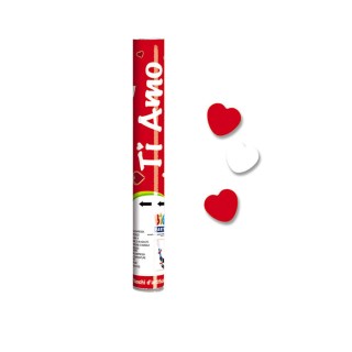Sparacoriandoli ad Aria compressa  cuori rossi e bianchi 30  cm cuori colore rosso e bianco