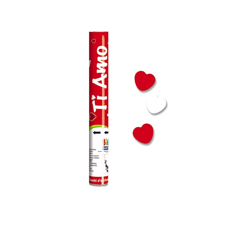 Sparacoriandoli ad Aria compressa cuori rossi e bianchi 30 cm cuori colore rosso e bianco Sparacoriandoli ad Aria compressa cuori rossi e bianchi 30 cm cuori colore rosso e bianco