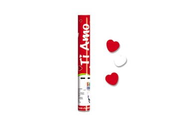 Sparacoriandoli ad Aria compressa  cuori rossi e bianchi 30  cm cuori colore rosso e bianco