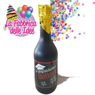Sparacoriandoli BOTTIGLIA  LAURE  ( CONGRATULAZIONI DOTTORE ) a  molla   31 cm con mix confetti 1 pz