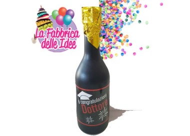 Sparacoriandoli BOTTIGLIA  LAURE  ( CONGRATULAZIONI DOTTORE ) a  molla   31 cm con mix confetti 1 pz