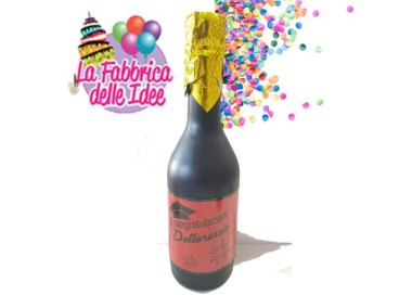 Sparacoriandoli BOTTIGLIA  LAURE  ( CONGRATULAZIONI DOTTORESSA  ) a  molla   31 cm con mix confetti 1 pz