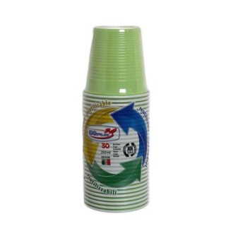 30 BICCHIERI LAVABILI E RIUTILIZZABILI IN PLASTICA  230CC VERDE ACIDO DOPLA