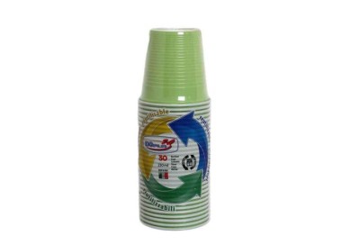 30 BICCHIERI LAVABILI E RIUTILIZZABILI IN PLASTICA  230CC VERDE ACIDO DOPLA