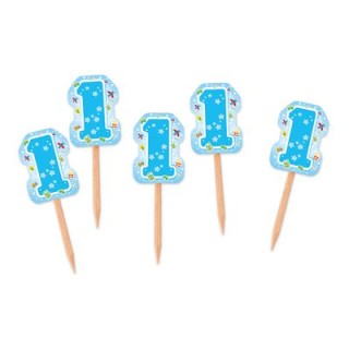 Spiedini Decorativi 1° compleanno bimbo  da cocktail Dolcetti e salatini - H 6,35 cm - da 26 pezzi