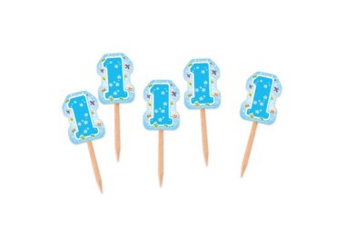 Spiedini Decorativi 1° compleanno bimbo  da cocktail Dolcetti e salatini - H 6,35 cm - da 26 pezzi