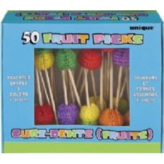 Spiedini Decorativi Con Pon pon Colorato da cocktail Dolcetti e salatini - H 10 cm - Multicolor  da 50 pezzi