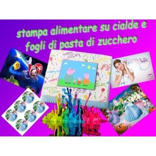 STAMPA SU OSTIA -CIALDA PER TORTE FORMATO A3 -  SENZA GLUTINE