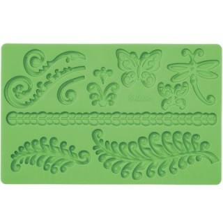 STAMPO A IMPRESSIONE IN SILICONE PER PASTA DI ZUCCHERO MOTIVI FOGLIE FARFALLE  LIBELLULE  WILTON